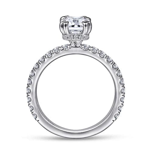 Gabriel Bridal ENGAGEMENT RINGS Alina - 14K White Gold Hidden Halo Emerald Cut Diamond Engagement Ring