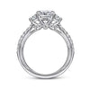 Gabriel Bridal ENGAGEMENT RINGS Aloise - 14K White Gold Cushion Cut Three Stone Diamond Engagement Ring