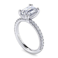Gabriel Bridal ENGAGEMENT RINGS Amira - 14K White Gold Emerald Cut Diamond Engagement Ring