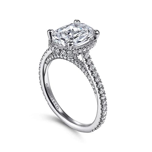 Gabriel Bridal ENGAGEMENT RINGS Camden - 14K White Gold Hidden Halo Oval Diamond Engagement Ring