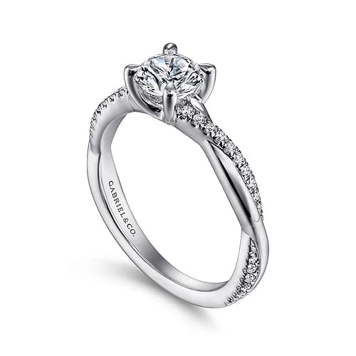 Gabriel Bridal ENGAGEMENT RINGS Campana - 14K White Gold Round Twisted Diamond Engagement Ring