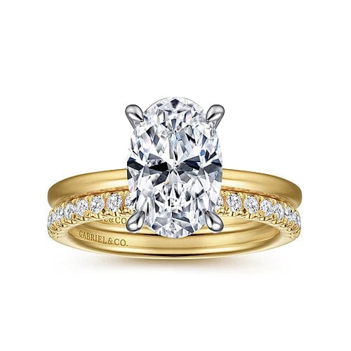 Gabriel Bridal ENGAGEMENT RINGS Cari - 14K White-Yellow Gold Hidden Halo Oval Diamond Engagement Ring