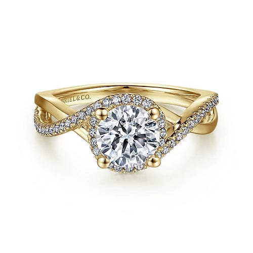 Gabriel Bridal ENGAGEMENT RINGS Courtney - 14K Yellow Gold Round Halo Diamond Engagement Ring
