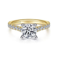 Gabriel Bridal ENGAGEMENT RINGS Erica - 14K White-Yellow Gold Round Diamond Engagement Ring