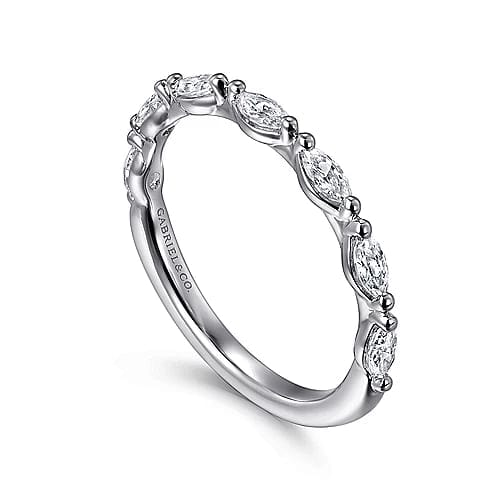 Gabriel Bridal ENGAGEMENT RINGS Esther - 14K White Gold Marquise Diamond Separated Prong Anniversary Band - 0.45 ct