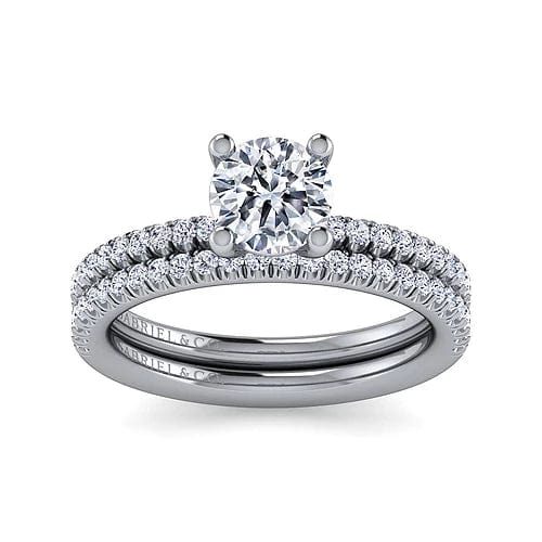 Gabriel Bridal ENGAGEMENT RINGS Evelyn - 14K White Gold Round Diamond Engagement Ring