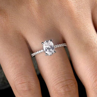 Gabriel Bridal ENGAGEMENT RINGS Hart - 14K White Gold Hidden Halo Oval Diamond Engagement Ring
