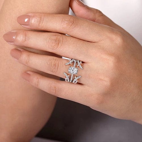 Gabriel Bridal ENGAGEMENT RINGS Hart - 14K White Gold Hidden Halo Oval Diamond Engagement Ring