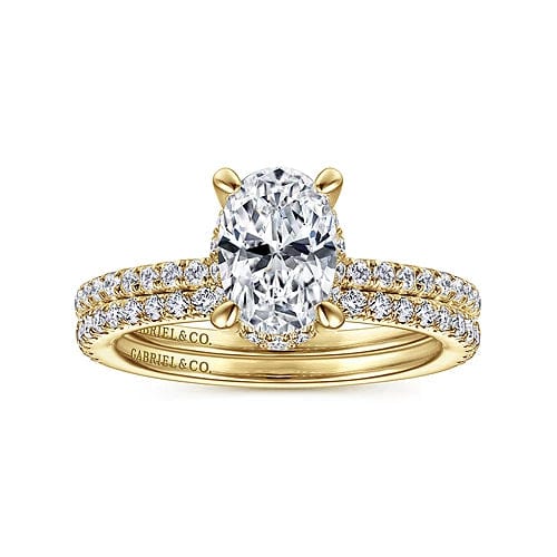 Gabriel Bridal ENGAGEMENT RINGS Hart - 14K Yellow Gold Hidden Halo Oval Diamond Engagement Ring