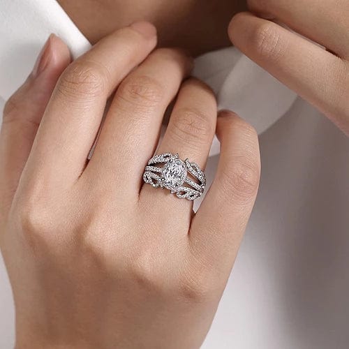 Gabriel Bridal ENGAGEMENT RINGS Idina - 14K White Gold Oval Halo Diamond Engagement Ring