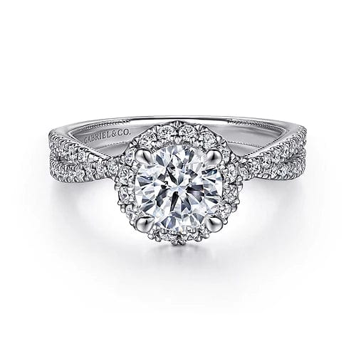 Gabriel Bridal ENGAGEMENT RINGS Ivy - 14K White Gold Round Halo Diamond Engagement Ring