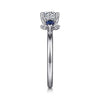 Gabriel Bridal ENGAGEMENT RINGS Jeanne - 14K White Gold Round Three Stone Sapphire and Diamond Engagement Ring