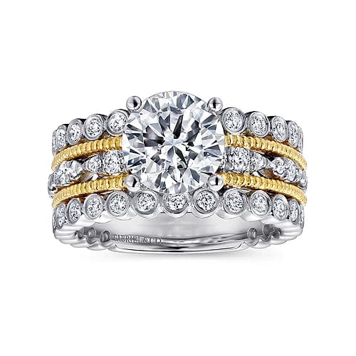Gabriel Bridal ENGAGEMENT RINGS Lilith - 14K White-Yellow Gold Round Diamond Engagement Ring