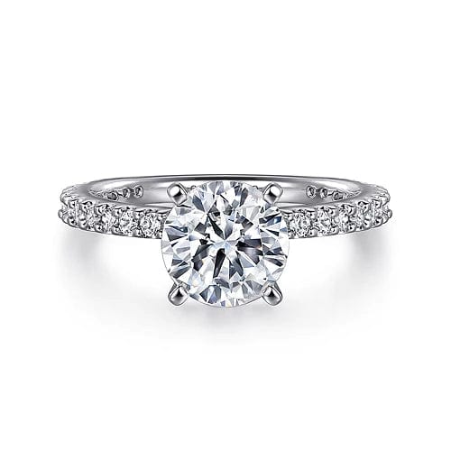 Gabriel Bridal ENGAGEMENT RINGS Logan - 14K White Gold Round Diamond Engagement Ring