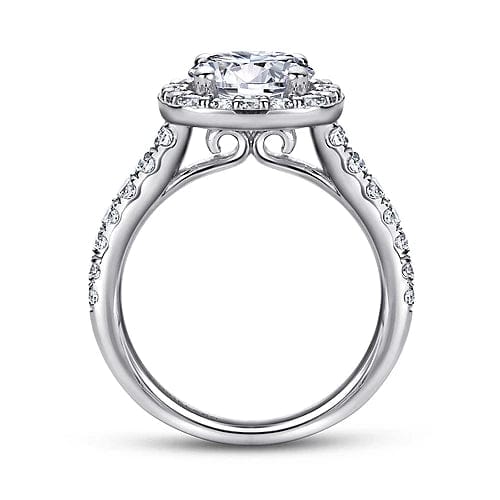 Gabriel Bridal ENGAGEMENT RINGS Lyla - 14K White Gold Cushion Halo Round Diamond Engagement Ring