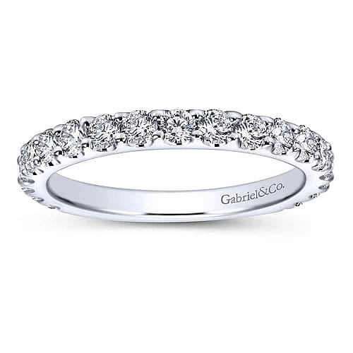 Gabriel Bridal ENGAGEMENT RINGS Montreal - 14K White Gold Shared Prong Diamond Wedding Band - 0.97 ct