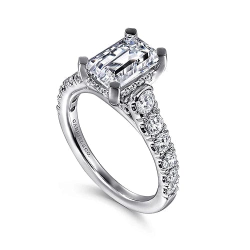 Gabriel Bridal ENGAGEMENT RINGS Piper - 14K White Gold Emerald Cut Diamond Engagement Ring
