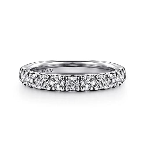 Gabriel Bridal ENGAGEMENT RINGS Portofino - 14K White Gold 11 Stone French Pave Diamond Wedding Band - 0.72 ct