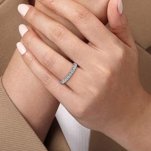 Platinum French Cut Pavé Diamond Engagement Ring