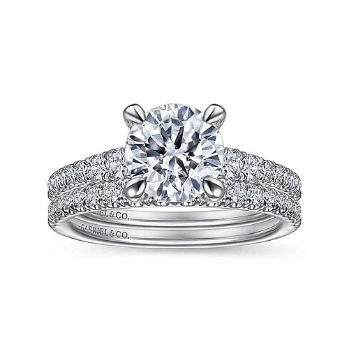 Gabriel Bridal ENGAGEMENT RINGS Rialta - 14K White Gold Round Diamond Engagement Ring