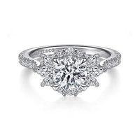 Gabriel Bridal ENGAGEMENT RINGS Samaya - 14K White Gold Fancy Halo Round Diamond Engagement Ring