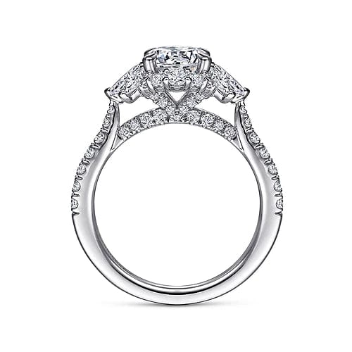 Gabriel Bridal ENGAGEMENT RINGS Samaya - 14K White Gold Fancy Halo Round Diamond Engagement Ring