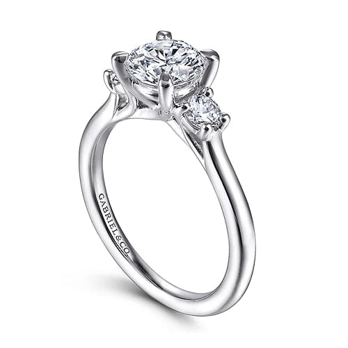 Gabriel Bridal ENGAGEMENT RINGS Sanaa - 14K White Gold Round 3 Stone Diamond Engagement Ring