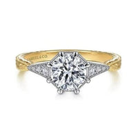 Gabriel Bridal ENGAGEMENT RINGS Sanna - Vintage Inspired 14K White-Yellow Gold Round Diamond Channel Set Engagement Ring