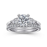 Gabriel Bridal ENGAGEMENT RINGS Sunday - 14K White Gold Round 3 Stone Diamond Engagement Ring