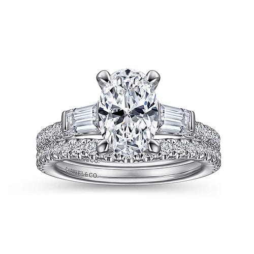Gabriel Bridal ENGAGEMENT RINGS Tierra - 14K White Gold Oval Three Stone Diamond Channel Set Engagement Ring