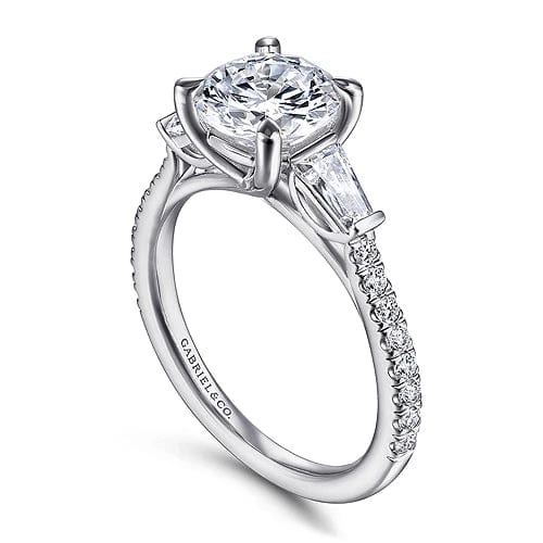 Gabriel Bridal ENGAGEMENT RINGS Tierra - 14K White Gold Round 3 Stone Diamond Channel Set Engagement Ring