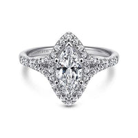 Gabriel Bridal ENGAGEMENT RINGS Verbena - 14K White Gold Marquise Halo Diamond Engagement Ring