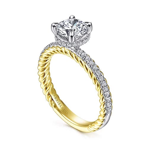 Gabriel Bridal ENGAGEMENT RINGS Vetta - 14K White-Yellow Gold Round Diamond Engagement Ring