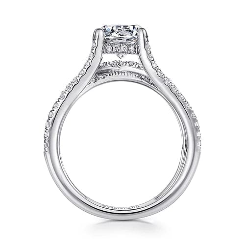 Gabriel Bridal ENGAGEMENT RINGS Wilma - 14K White Gold Split Shank Round Diamond Engagement Ring