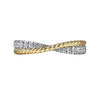 Gabriel Bridal Ladies Wedding Band 14K White-Yellow Gold Criss Cross Diamond Anniversary Band with Twisted Rope Detail - 0.25 ct