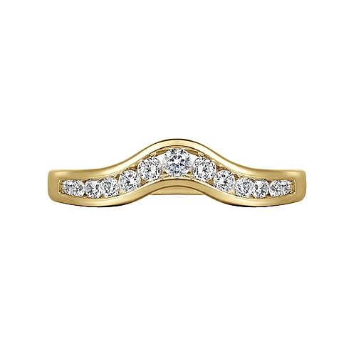 Gabriel Bridal Ladies Wedding Band Chartres - Curved 14K Yellow Gold Channel Set Diamond Wedding Band - 0.25 ct