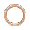 Gabriel Bridal Ladies Wedding Band Wide 14K White and Rose Gold Fancy Diamond Anniversary Band - 1.07 ct