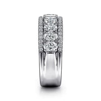 Gabriel Bridal Ladies Wedding Band Wide 14K White Gold Oval and Round Diamond Anniversary Band - 1.82 ct