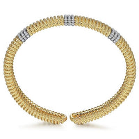 Gabriel Fashion Bracelet 14K White-Yellow Gold Diamond Rope Bangle