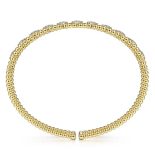 Gabriel Fashion Bracelet 14K Yellow Gold Bujukan Bead Cuff Bracelet with Pave Diamond Connectors