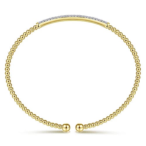 Gabriel Fashion Bracelet 14K Yellow Gold Bujukan Diamond Bar Split Bangle
