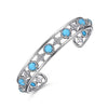 Gabriel Fashion Bracelet 925 Sterling Silver Rock Crystal and Turquoise Station Cuff