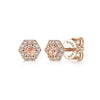 Gabriel Fashion Earrings 14K Rose Gold Hexagonal Morganite and Diamond Stud Earrings