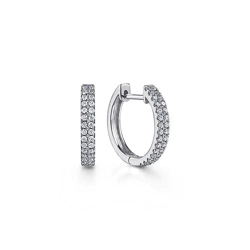 Gabriel Fashion Earrings 14K White Gold 10mm Diamond Classic Huggies