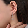 Gabriel Fashion Earrings 14K White Gold Contoured Pear Shaped Diamond Drop Earrings