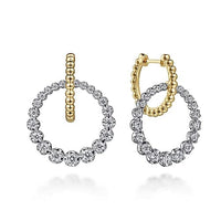 Gabriel Fashion Earrings 14K White-Yellow Gold Bujukan Diamond Circle Huggies