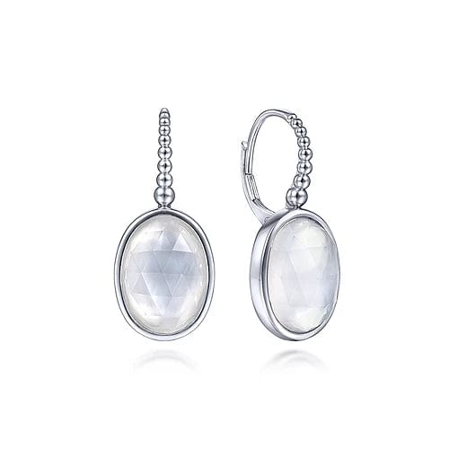 Gabriel Fashion Earrings 925 Sterling Silver Bujukan Rock Crystal and White Mother of Pearl Drop Earrings
