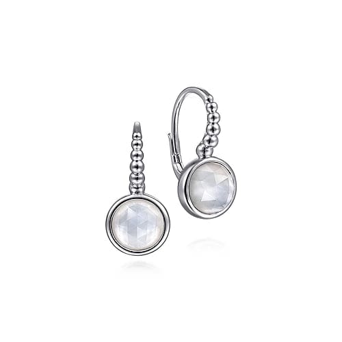Gabriel Fashion Earrings 925 Sterling Silver Bujukan Rock Crystal and White Mother of Pearl Leverback Earrings