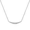 Gabriel Fashion Necklaces and Pendants 14K White Gold Curved Diamond Bar Necklace