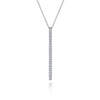 Gabriel Fashion Necklaces and Pendants 14K White Gold Diamond Bar Pendant Necklace